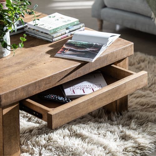 Wansbeck Coffee Table Rustic Square, Rustic Wood Coffee Table With Storage